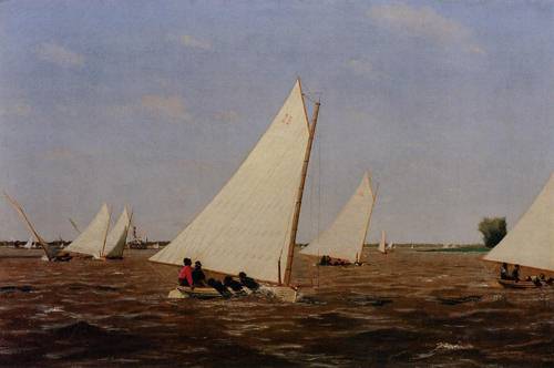 Sailboats Racing on the Delaware 1874