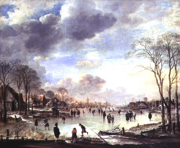 Winter Landscape with Figures on a Frozen Canal