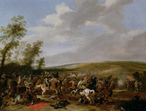 Battle Scene at Lutzen between King Gustavus Adolfus of Sweden against the Troops of Wallenstein