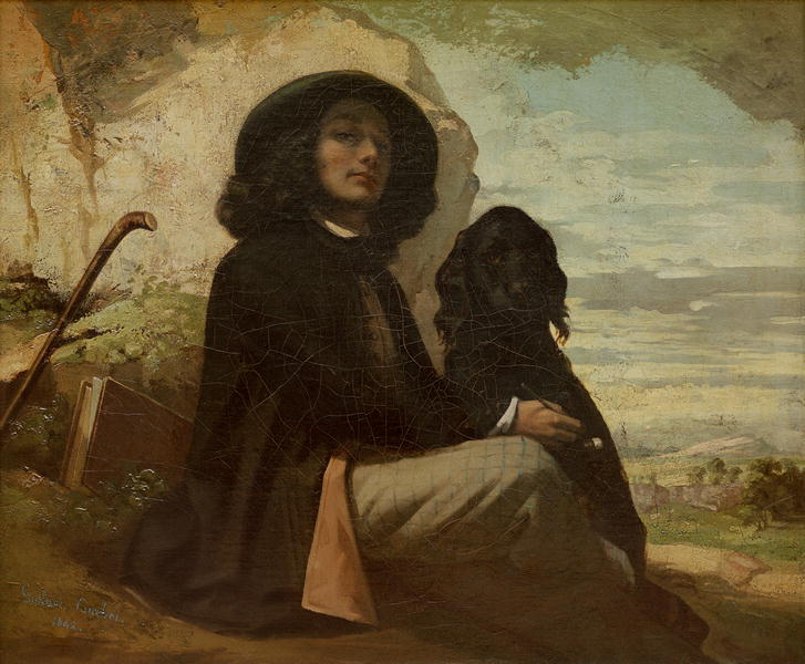 Courbet with his Black Dog 1842