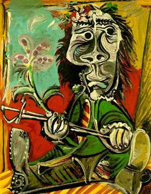 Seated Man with Sword and Flower 1969