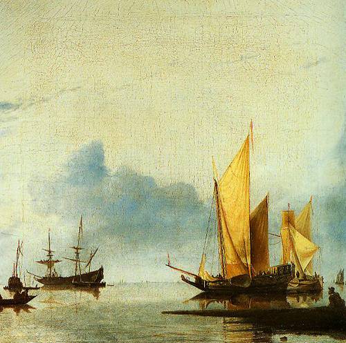 A Dutch Yacht And Other Vessels Becalmed Near The Shore 1660-1670