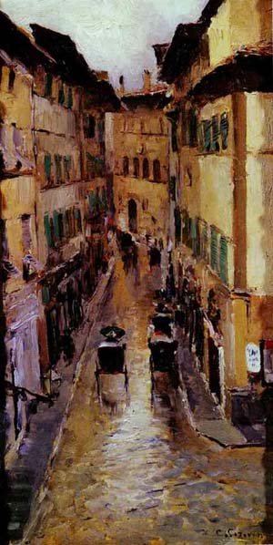 A Florence Street In The Rain 1888