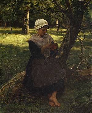 A Peasant Girl Knitting 1873