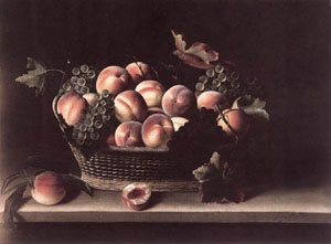 Basket With Peaches And Grapes 1631