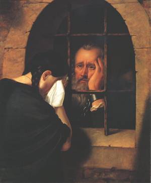 Janos Jablonczai Pethes Says goodbye to his Daughter at the Window of the Dungeon at Leopoldvar in