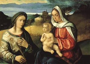 Madonna And Child With St Agnes In A Landscape