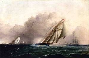 N.Y.Y.C. Schooner Yacht Estelle Running Home 1880