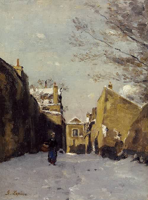 Street in Montmartre Snow Effect 1878