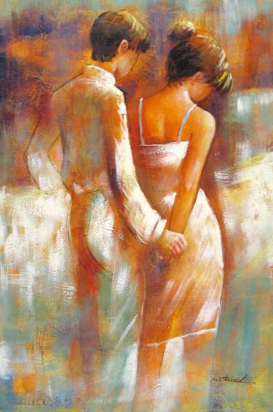 Original Oil fashion Painting 'Young Love