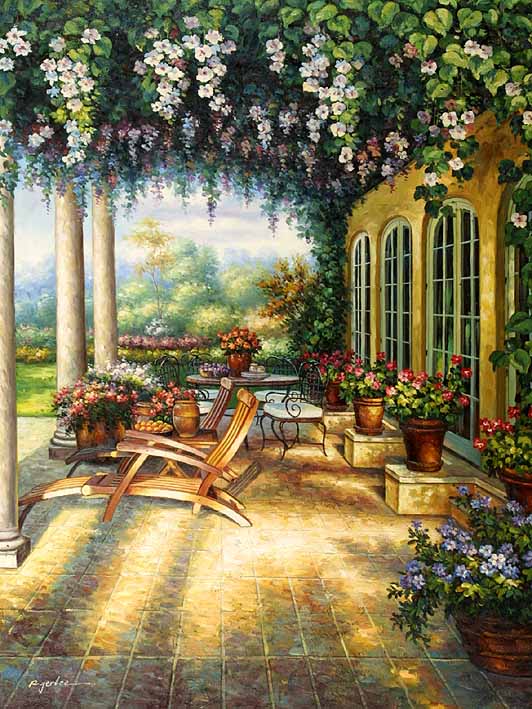 oil painting of a woman in the garden,Garden Oil Painting,Garden Oil