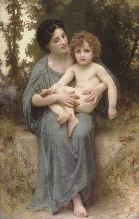 Oil Painting Reproduction of Bouguereau- Le jeune Frere [Little brother