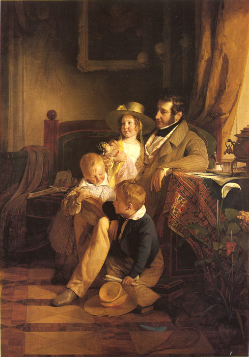 Amerling Oil Painting Reproductions - Rudolf von Arthaber with his Children