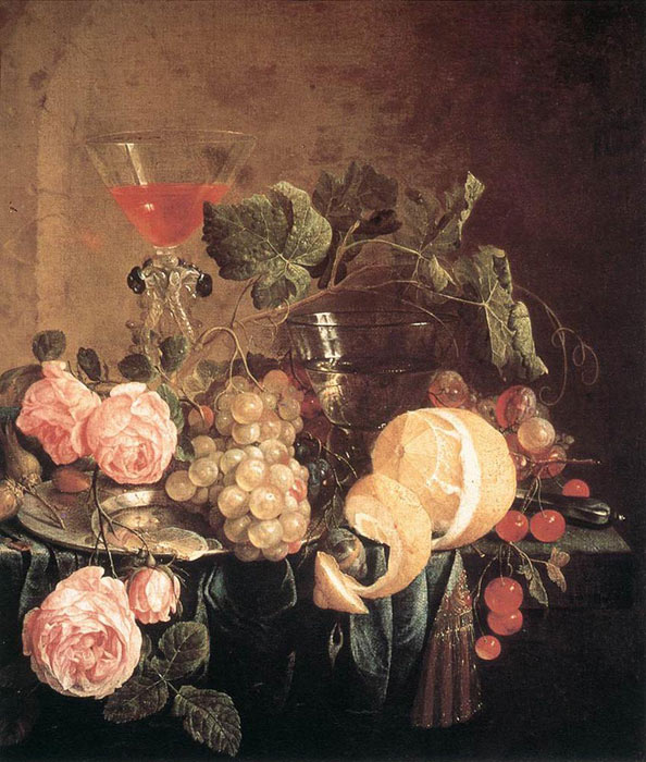 Oil Painting Reproduction of Heem- Still-Life with Flowers and Fruit