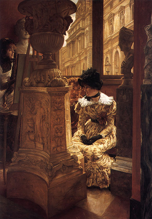 Oil Painting Reproduction of Tissot- In the Louvre