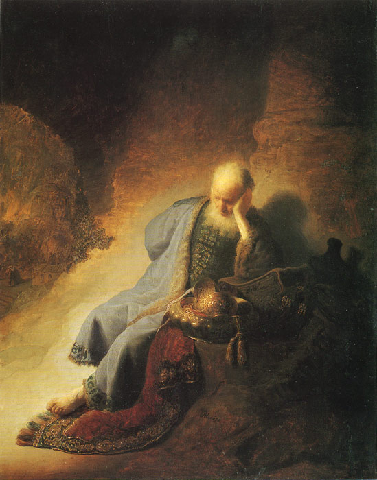 Oil Painting Reproduction of Rembrandt - The Prophet Jeremiah