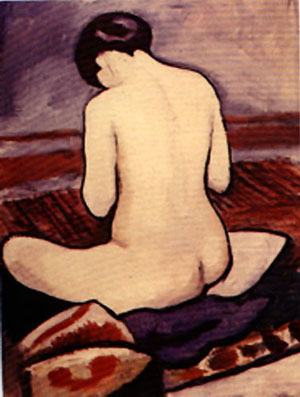 sitting nude painting, a Auguste Macke paintings reproduction, we never sell sitting nude poster