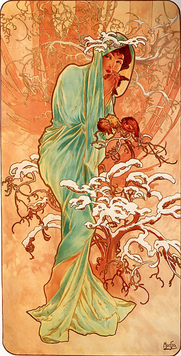 Oil Painting Reproduction of Mucha- Winter