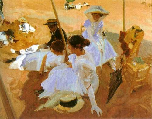 under the velaria painting, a Joaquin Sorolla Bastida paintings reproduction