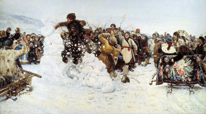 Oil Painting Reproduction of Surikov - Storm of Snow Fortress