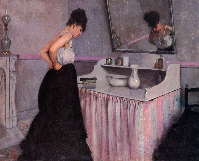 Oil Painting Reproduction of Caillebotte- Woman at a Dressing Table