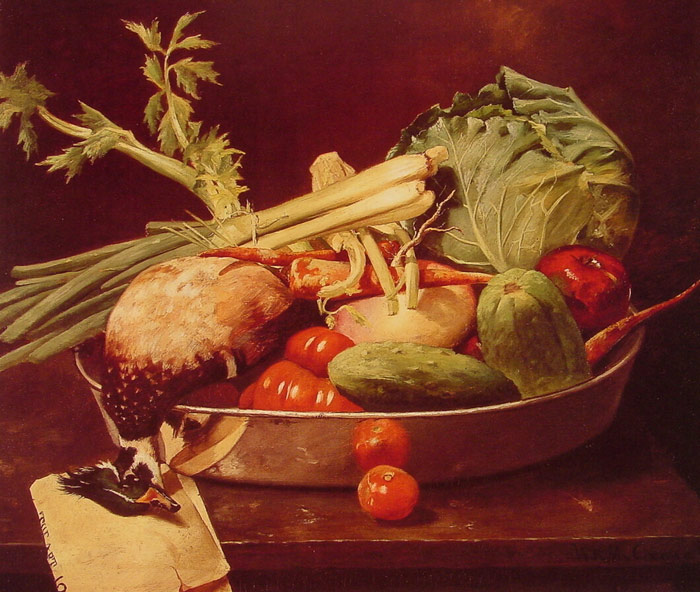 Oil Painting Reproduction of Chase - Still Life with Vegetables