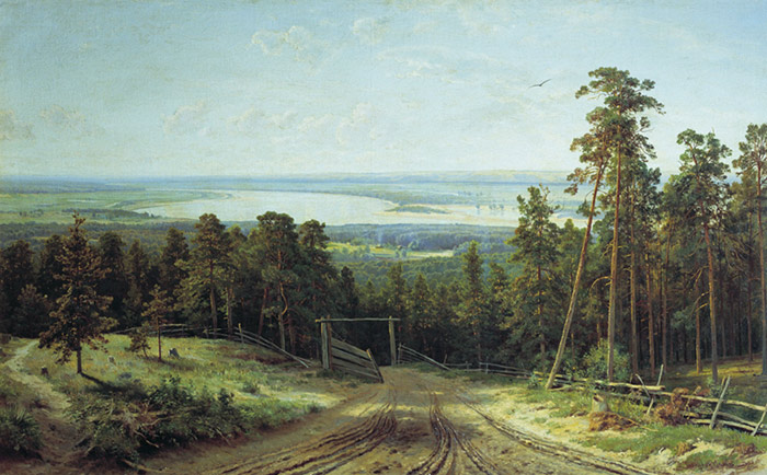 Oil Painting Reproduction of Shishkin - Road in the Forest ( River Kama near Elabugi)