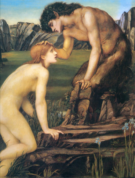 Oil Painting Reproduction of Burne-Jones- Pan and Psyche