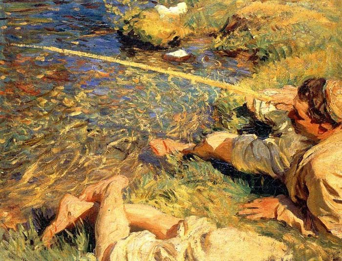 Oil Painting Reproduction of Sargent- Val dAosta Man Fishing