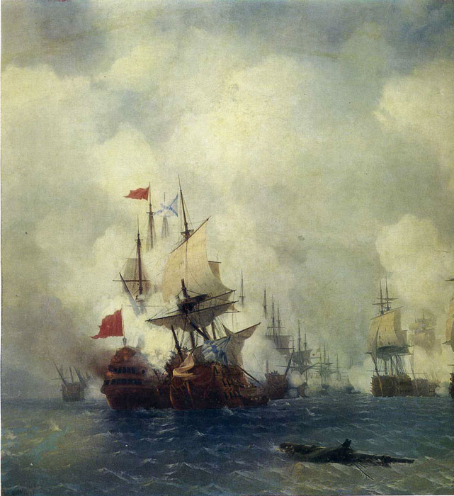 Aivazovsky Oil Painting Reproductions - The Battle in the Straits of Chios