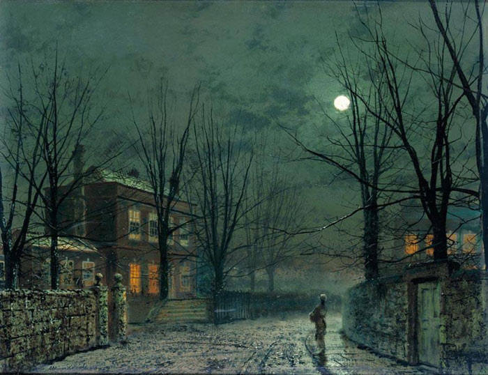 Grimshaw Oil Painting Reproductions - The Old Hall Under Moonlight