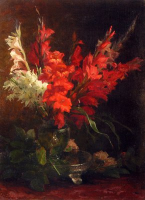 A Still Life With Gladioli And Roses