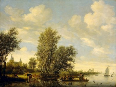 River scene with ferry