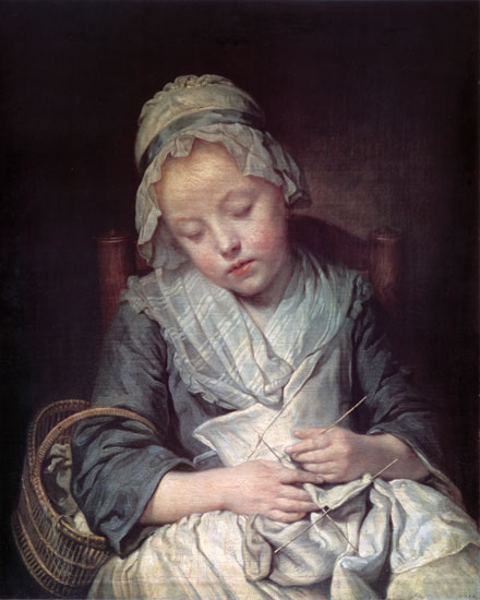 The Young Knitter, Jean-Baptiste Greuze