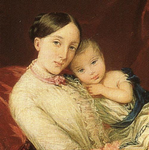 Oil painting:Grand Duchess Maria Nikolaevna with Her Children. Detail. 1849