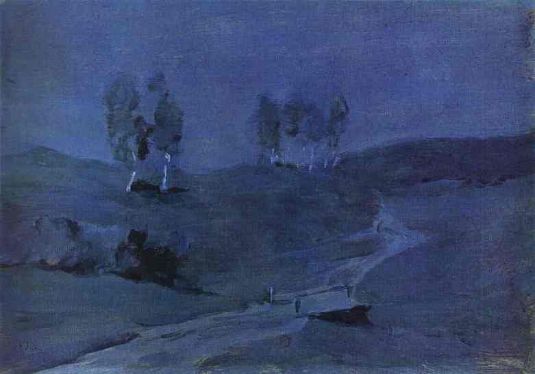 Oil painting:Shadows. Moonlit Night. 1880