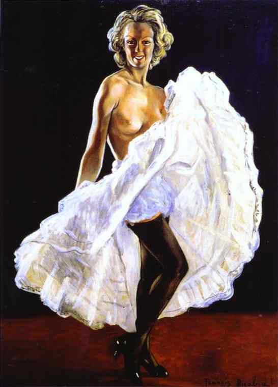 Oil painting:Dancer of French Cancan/La danseuse de french-cancan. c. 1942