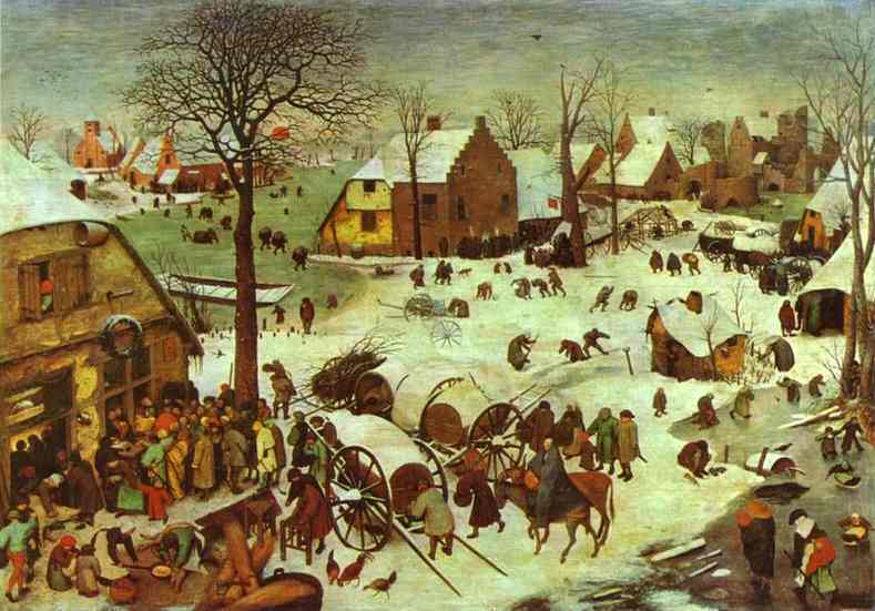 Oil painting:The Numbering at Bethlehem. 1566