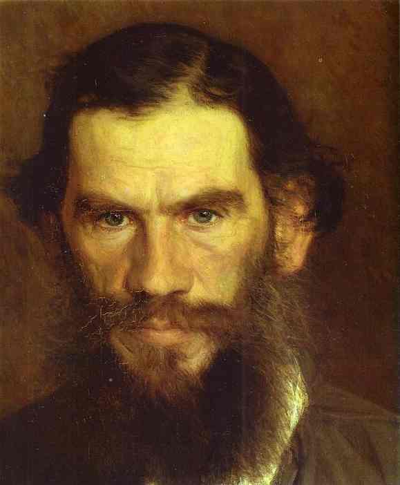 Oil painting:Portrait of Leo Tolstoy. Detail. 1873