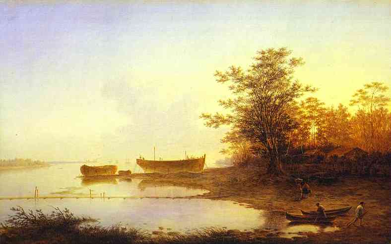 Oil painting:Sunrise. In the Suburbs of St. Petersburg. 1832