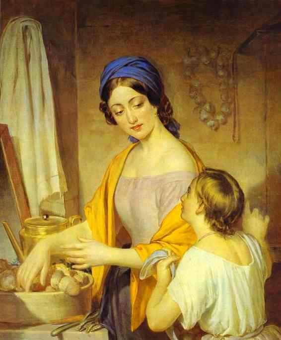 Oil painting:Young Housewife. 1840