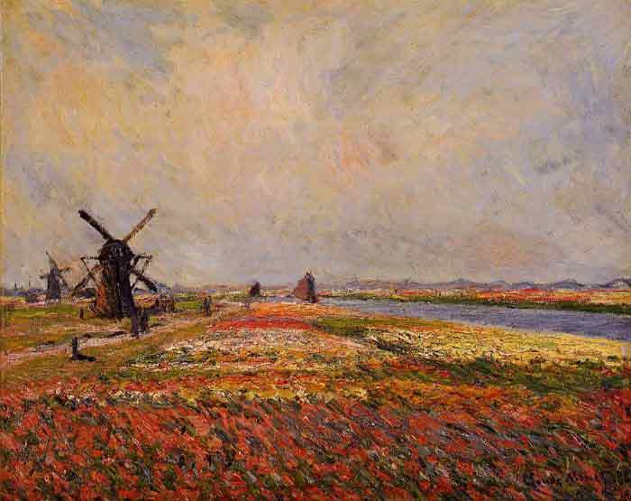 Oil painting for sale:Fields of Flowers and Windmills near Leiden , 1886