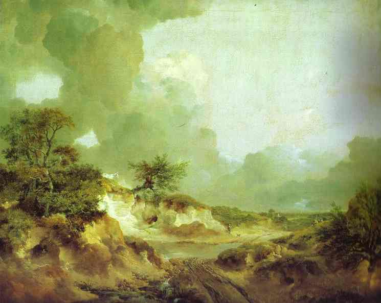 Oil painting:Landscape with Sandpit. c.1746