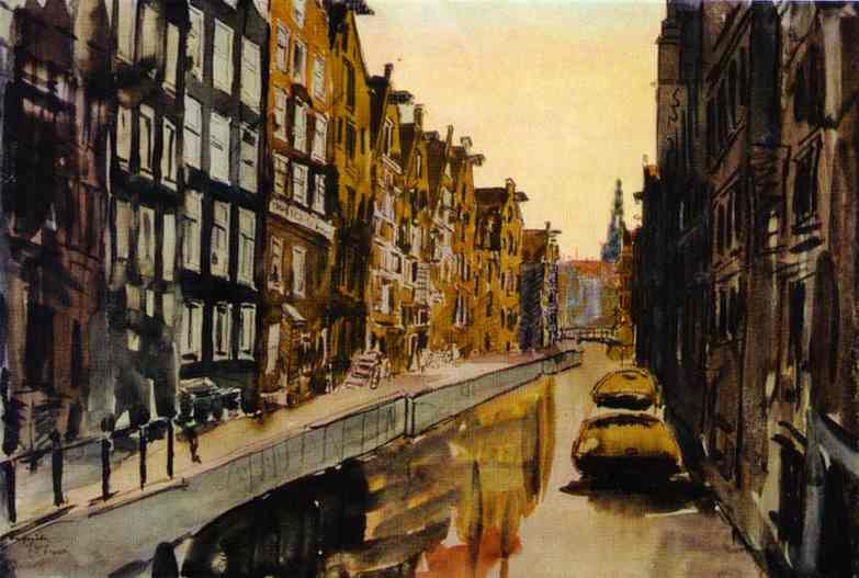 Oil painting:Amsterdam. Watercolor on paper. The Tretyakov Gallery, Moscow, Russia.