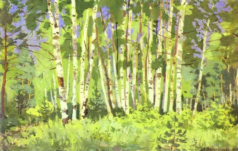 Oil painting:Birch Grove. 1918