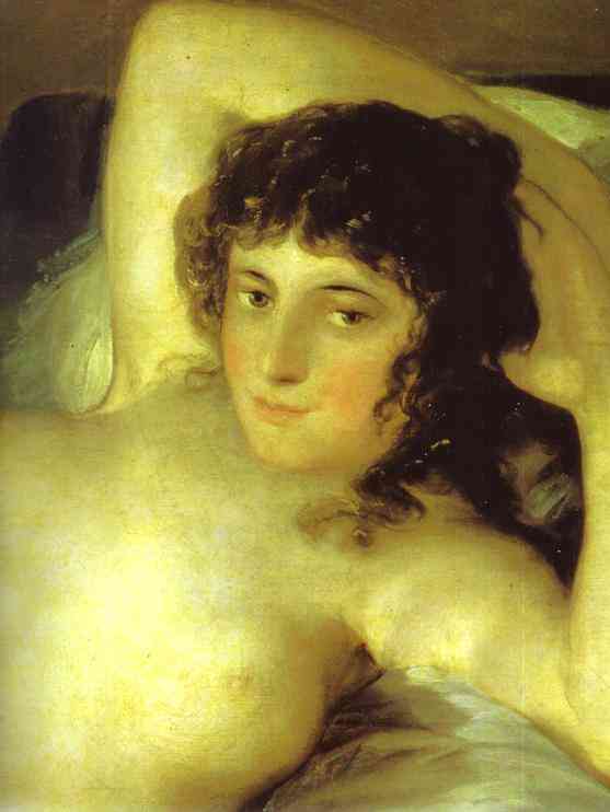 Oil painting:The Nude Maja (La Maja Desnuda). Detail. c. 1799