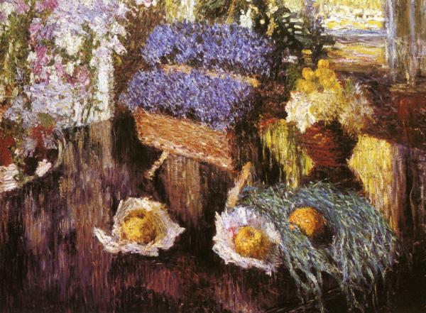 Oil painting:Flowers and Fruits on Grand-Piano. 1904