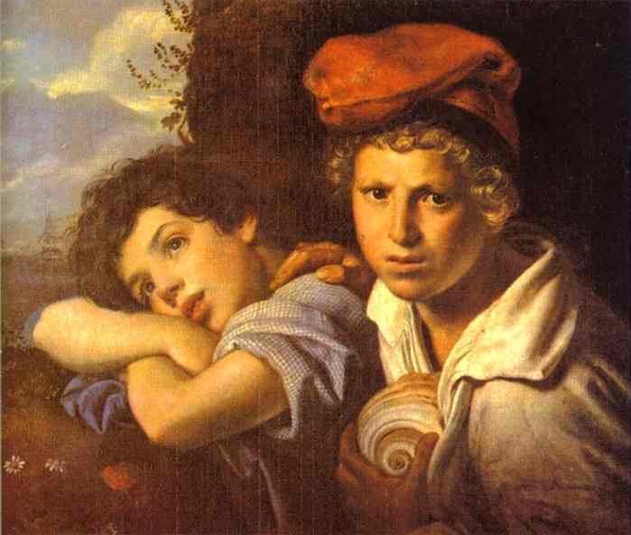 Oil painting:Naples Boys. 1829