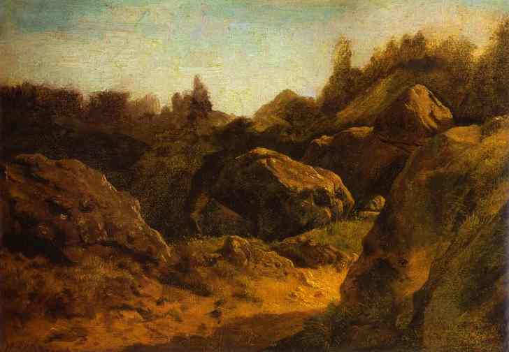 Oil painting:On Valaam. Rocks. 1867