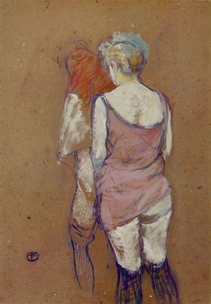 Two Half-Naked Women Seen from behind in the Rue des Moulins Brothel 1894